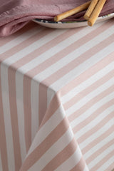 Pembe Çizgili Masa Örtüsü