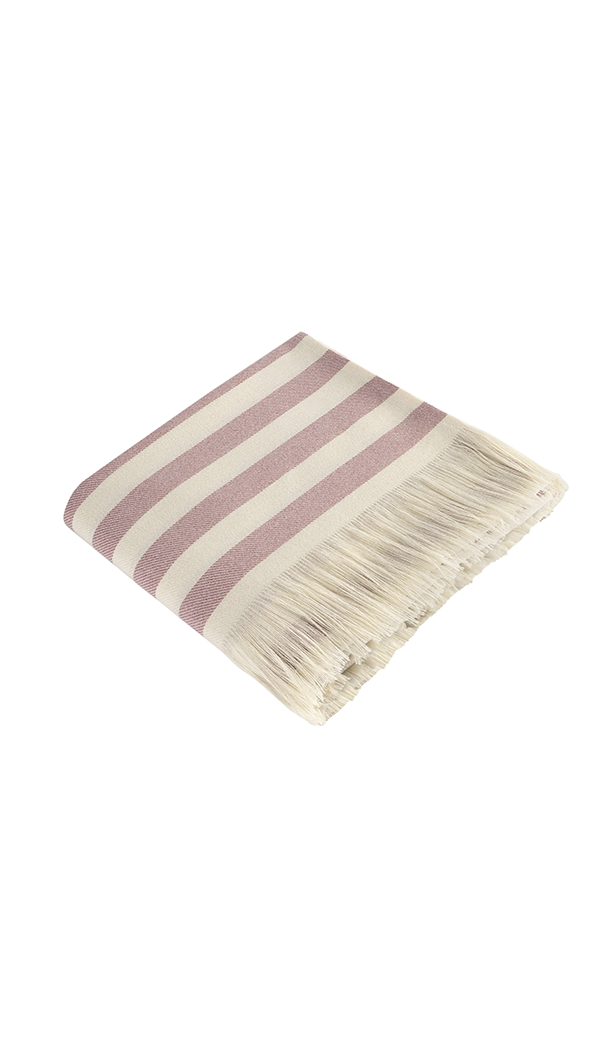 Recycle Çizgili Pembe Şal