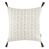 Damask Desenli Püsküllü Kırlent Kılıfı - Koyu Bej