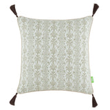 Damask Desenli Püsküllü Kırlent Kılıfı - Açık Kahverengi