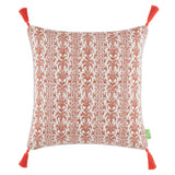 Damask Desenli Püsküllü Kırlent Kılıfı - Turuncu