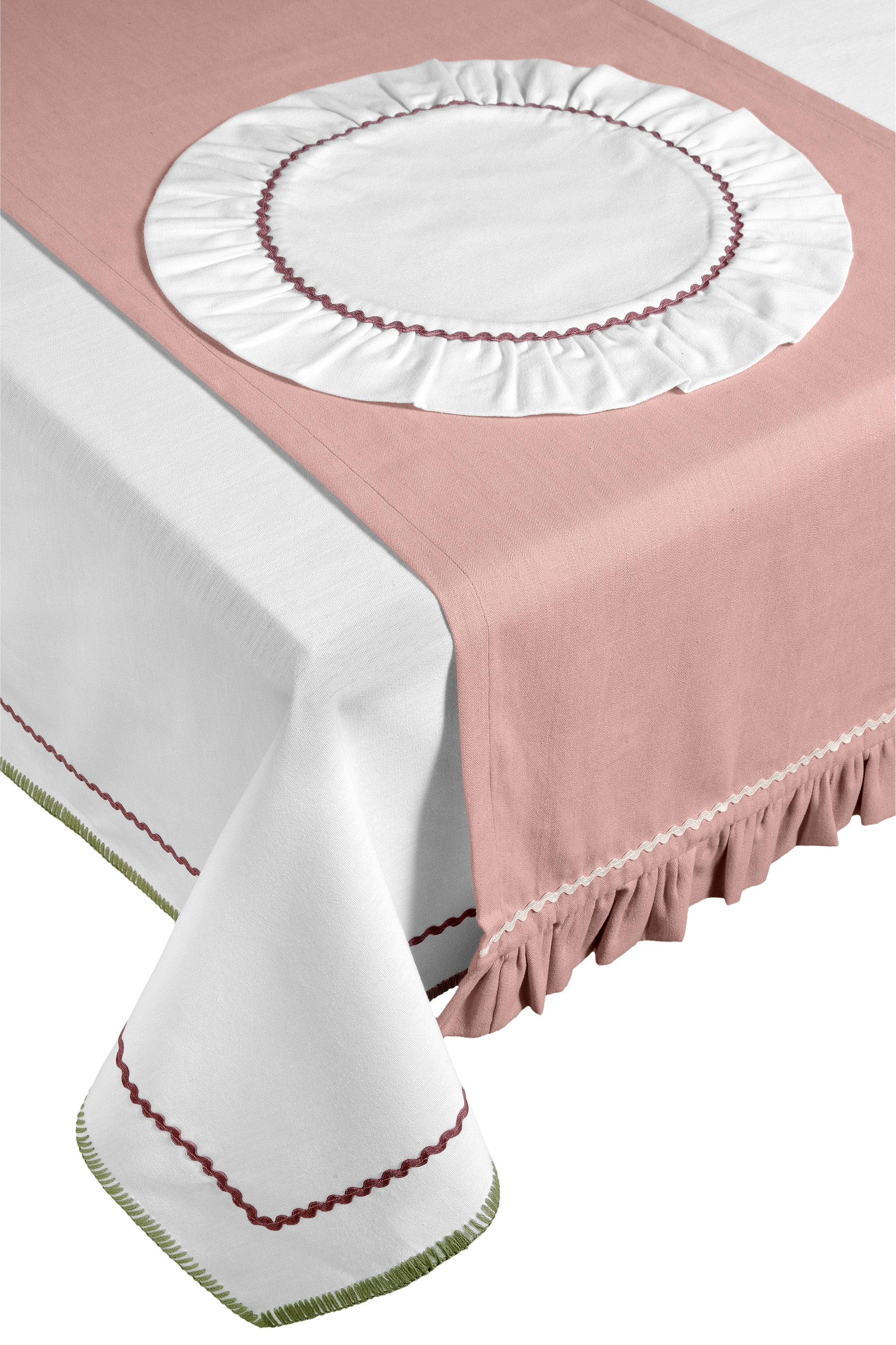 Pudra Pembe & Beyaz Sofra Seti