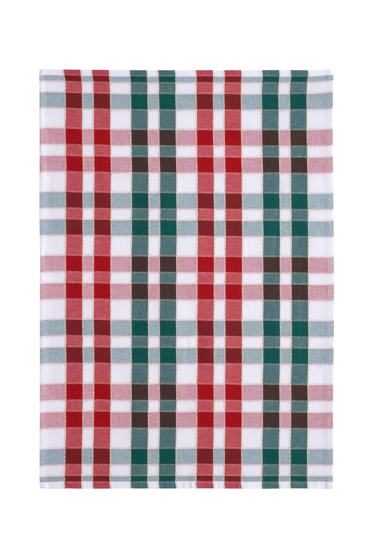 Yeni Yıl Temalı Simli Kırmızı Yeşil Ekoseli Mutfak Peçetesi 2li (50×70 cm)