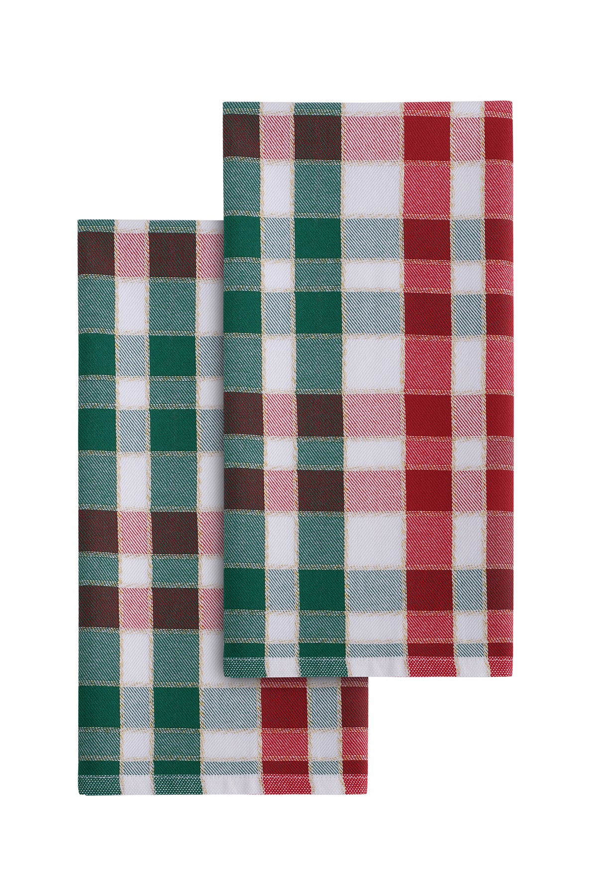 Yeni Yıl Temalı Simli Kırmızı Yeşil Ekoseli Mutfak Peçetesi 2li (50×70 cm)