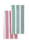 Yılbaşı Temalı Kırmızı Yeşil İnce Çizgili Mutfak Peçetesi 2li Set (50×70 cm)
