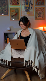 Herringbone Turkuaz Şal