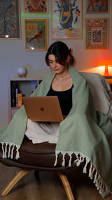 Herringbone Yeşil Şal