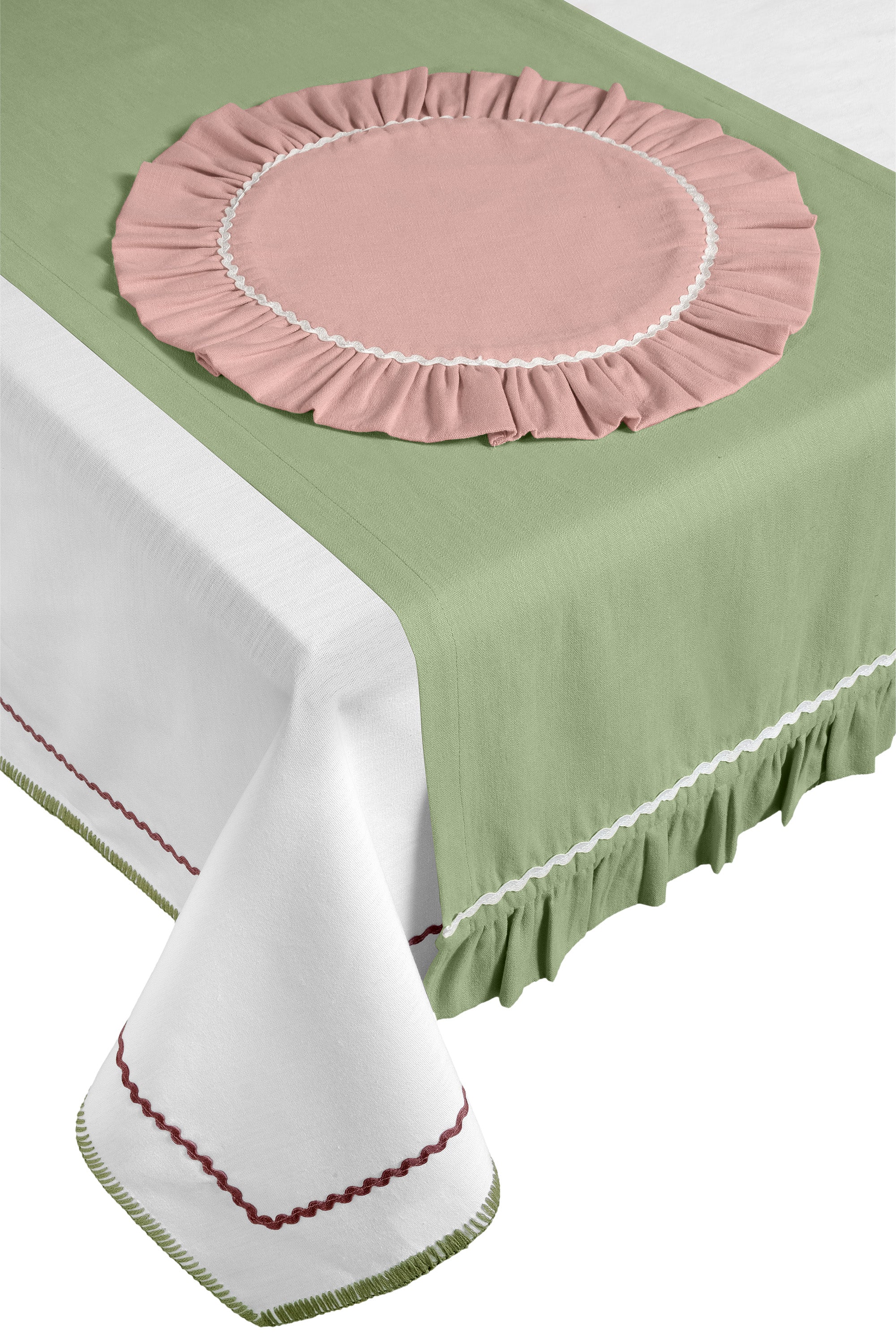 Adaçayı Yeşili & Pudra Pembe Sofra Seti