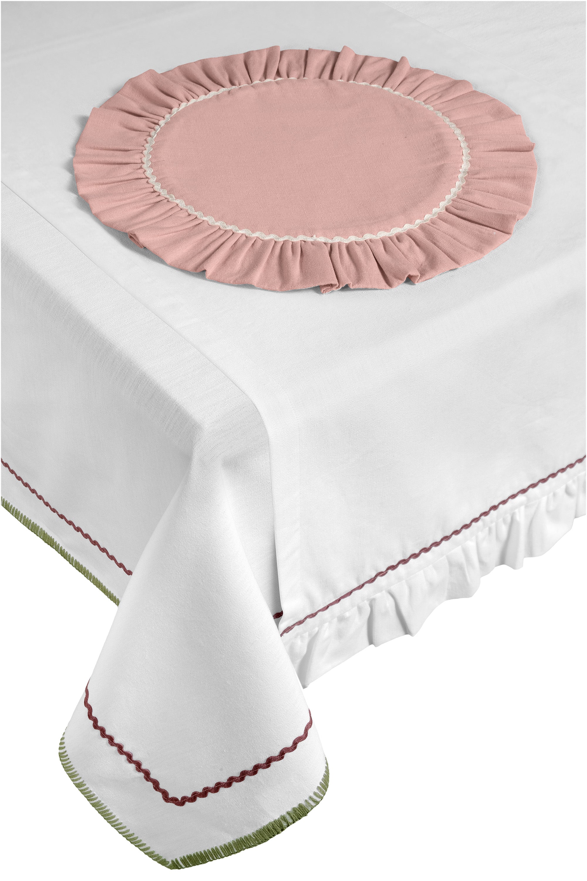 Beyaz & Pudra Pembe Sofra Seti