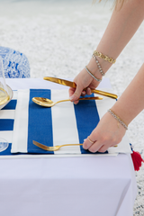 MARINE STRIPE LACİVERT 2'Lİ AMERİKAN SERVİSİ SETİ