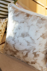 FLORAISON GARDEN BEIGE %100 50X50 KETEN KIRLENT KILIFI